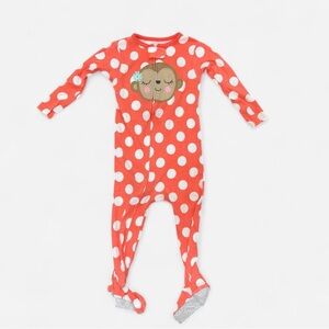 Carter's Coral Polka Dot Monkey Footed One-Piece